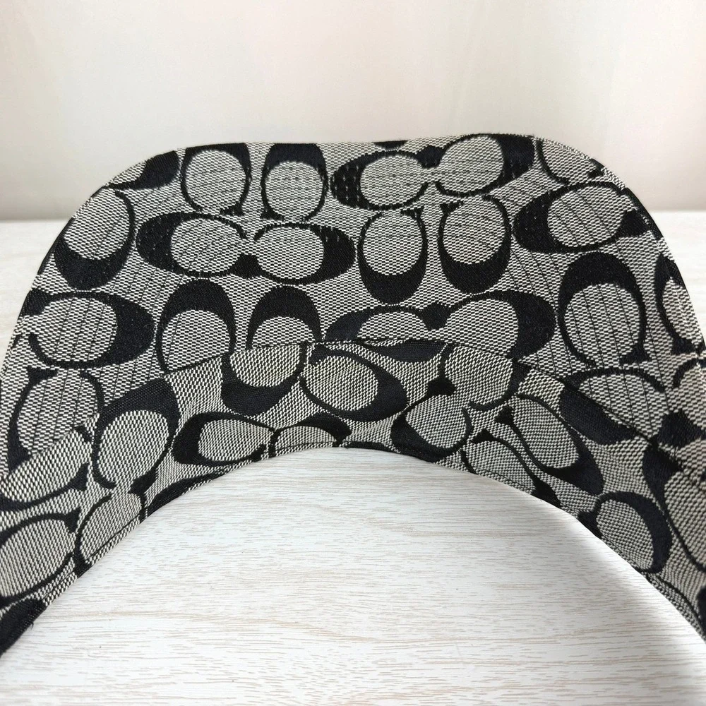 COACH‎ Signature Visor M/L Gray Black Logo Golf Beach Resort Vacation Tennis Y2K - Picture 7 of 9